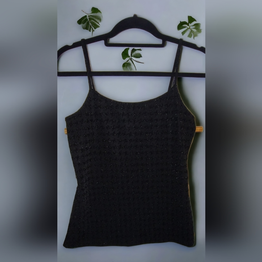 Ann Taylor Factory Sequin/Sparkle Tank Black Sz M